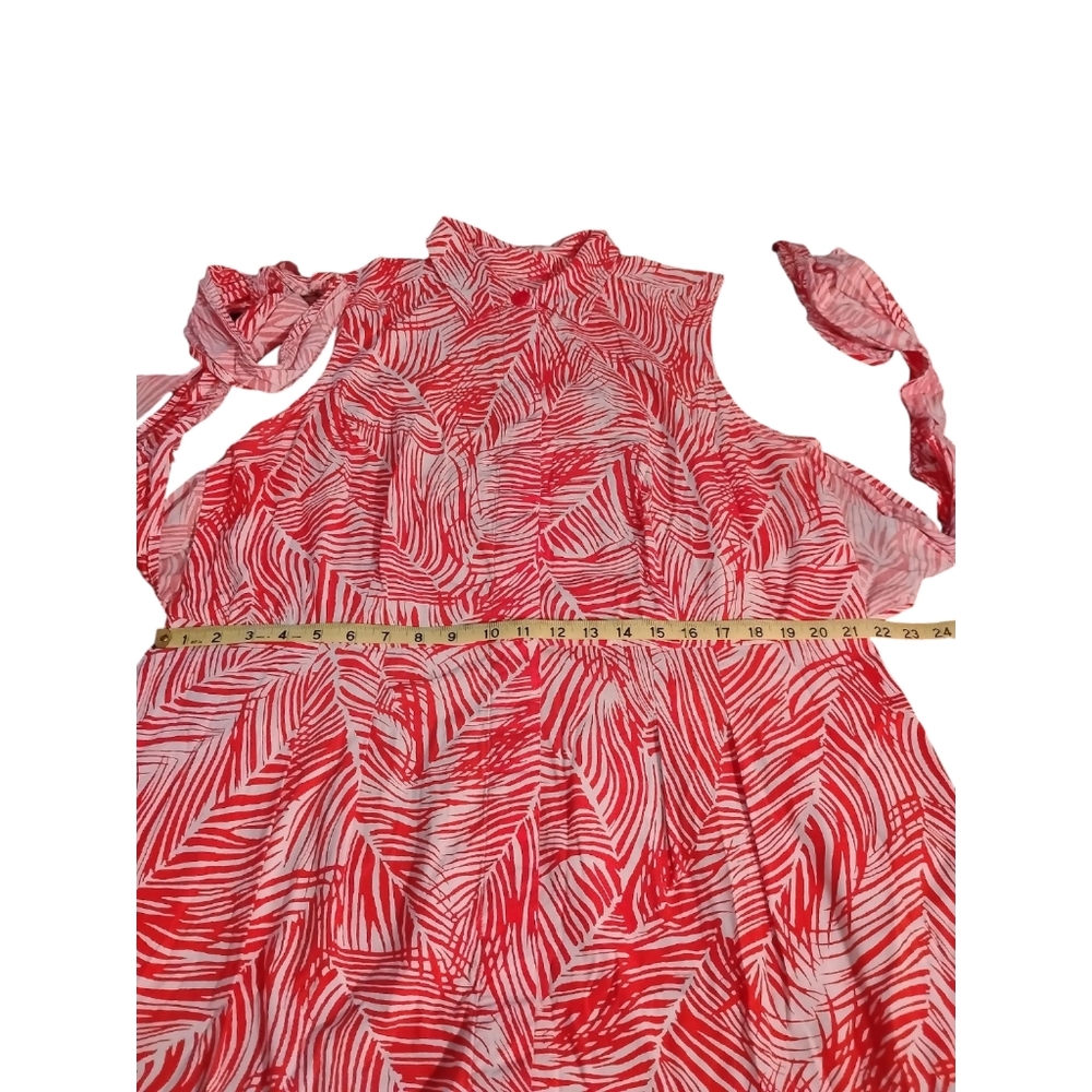 Talbot's Tropical Shirt Dress Tie Belted Front Collar Pockets Beachy Resort 18 - Picture 7 of 9